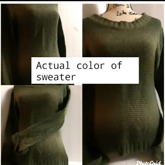 Women's Army Green Tie dye Look Kint sz Large Relativity sweater - Picture 6 of 9